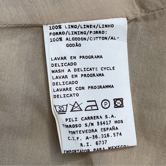 Pili Carrera Baby's Beige White Linen Dress Size 12 Months - Picture 14 of 14